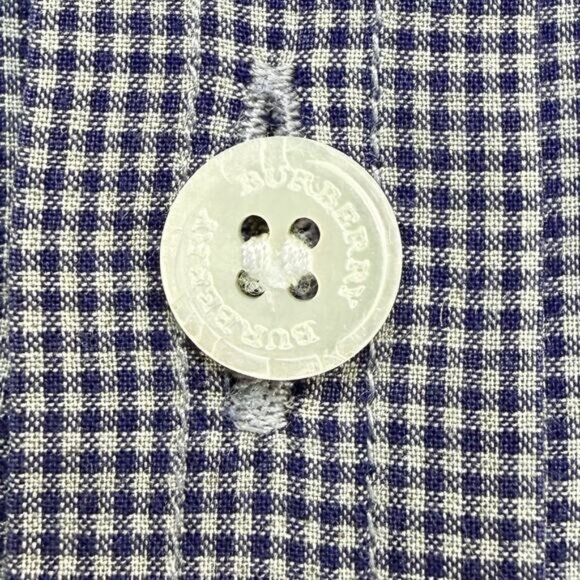 BURBERRY Men's Tailored Fit Button Up Shirt Size 44 Blue / White Checkered Print - Picture 6 of 7